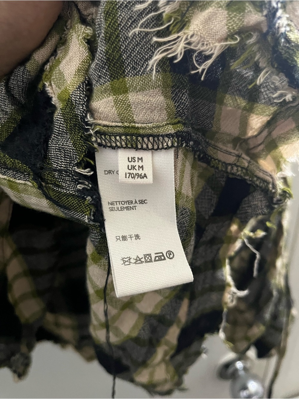 We The Free Green Black Plaid Drawstring-Waist Button-Front Top - Picture 3 of 6